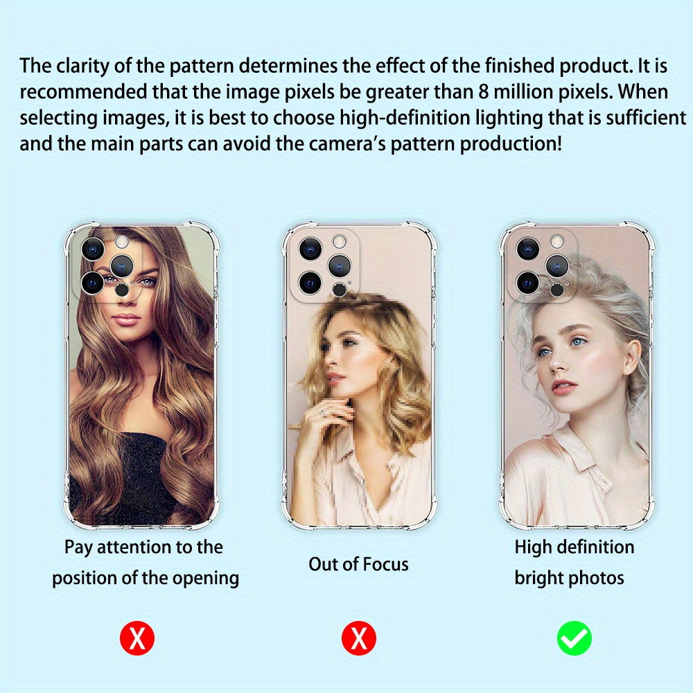 Funda personalizada transparente de TPU para teléfono DIY para iPhone 6-15 con protección anticaídas