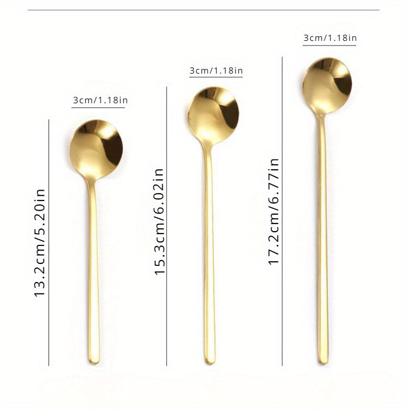 Set of 4/6 Stainless Steel Spoons with Long Handles for Coffee and Ice