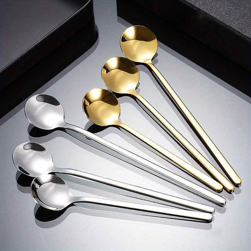 Set of 4/6 Stainless Steel Spoons with Long Handles for Coffee and Ice