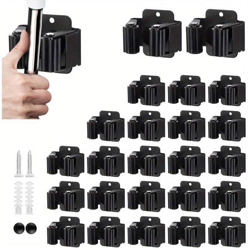 Soporte de pared para trapeadores, organizador de estantes para escobas, palas, acero inoxidable