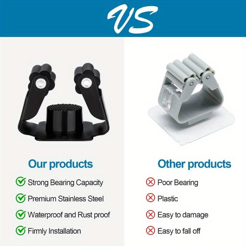 Soporte de pared para trapeadores, organizador de estantes para escobas, palas, acero inoxidable