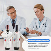 Men's White Doctor Coat with Wine-Themed Felt Cover and Syringe Tie for Medical Gifts