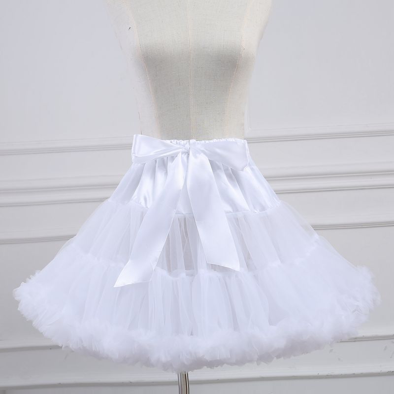 White Lolita Style Tulle Crinoline Skirt for Cosplay and Dresses Polyester Puffy Insert Hand Washable Valentine’s Day