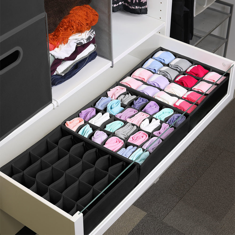 Organizador de cajones con 24 compartimentos, divisor de armario plegable para calcetines, ropa interior, corbatas