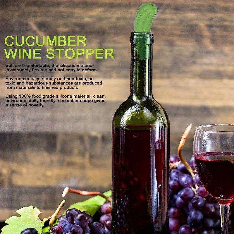 Funny Pickle Wine Stopper Reusable Silicone Gadget for Wine Lovers