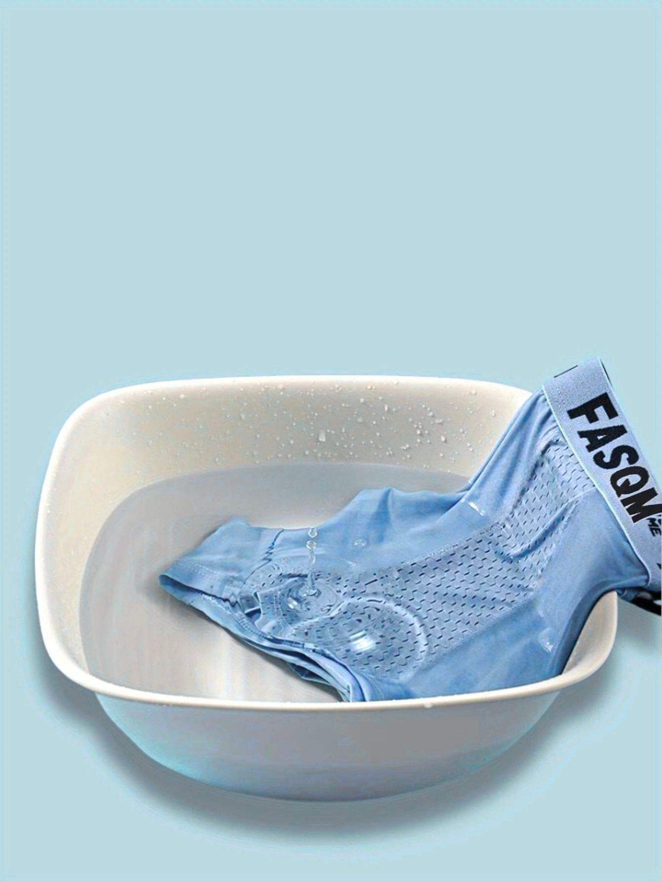 Men's Boxers Briefs 4 Pack Breathable Mesh Stretch Cotton Polyester Underwear in Sky Blue Black Gray