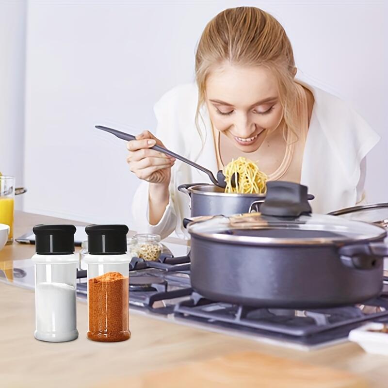 Paquete de 10 frascos de plástico para especias con tapas dosificadoras para sal, azúcar, pimienta, cocina, camping