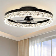 Black Low Profile Ceiling Fan with Lights Remote Dimmable LED Bedroom 50cm