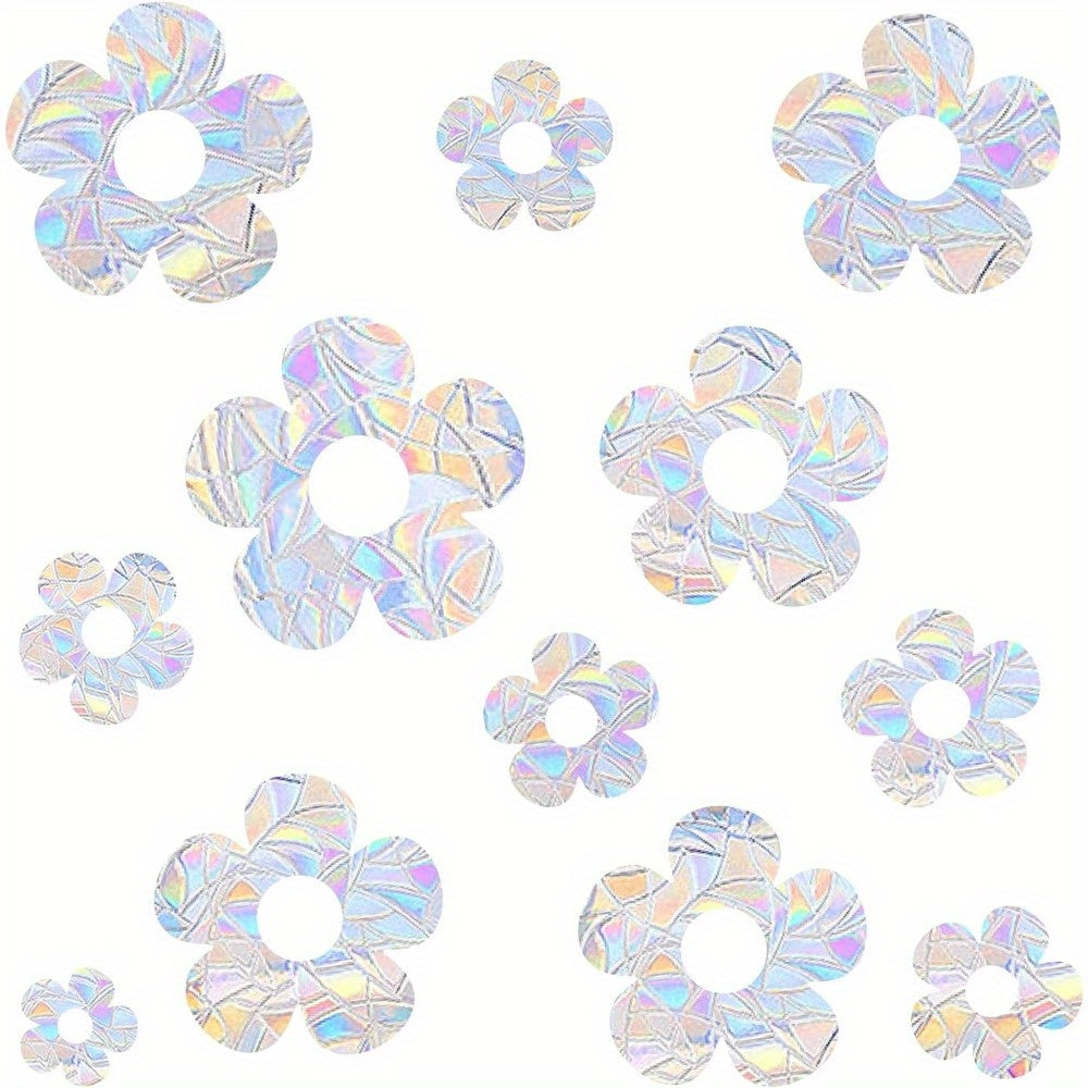 12 Rainbow Flower Window Clings Static Cling Bird Strike Prevention Decor
