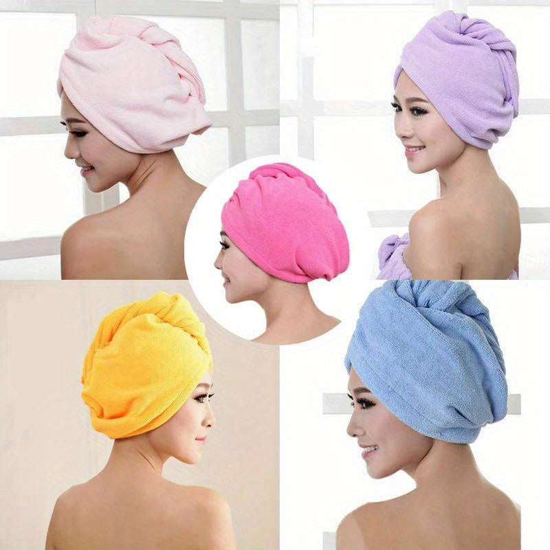 Absorbent Microfiber Hair Towel Cap for Quick Drying and Hair Care