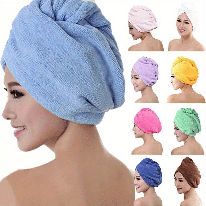 Absorbent Microfiber Hair Towel Cap for Quick Drying and Hair Care