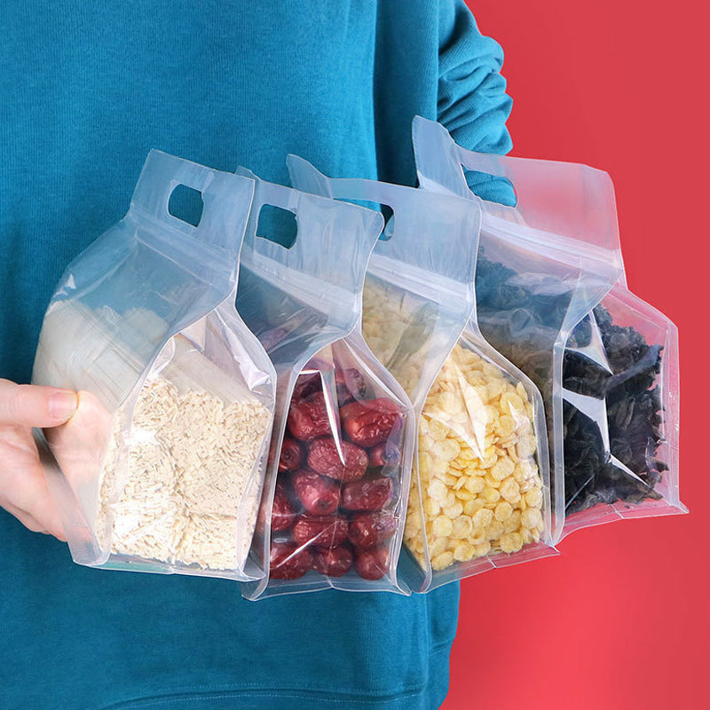 50 Reusable Self-Sealing Food Storage Bags Transparent Thick Plastic Zip Pouches for Snacks Tea Noodles