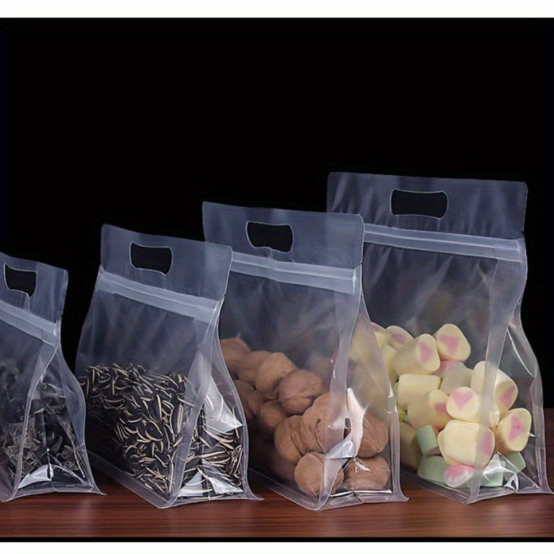 50 Reusable Self-Sealing Food Storage Bags Transparent Thick Plastic Zip Pouches for Snacks Tea Noodles