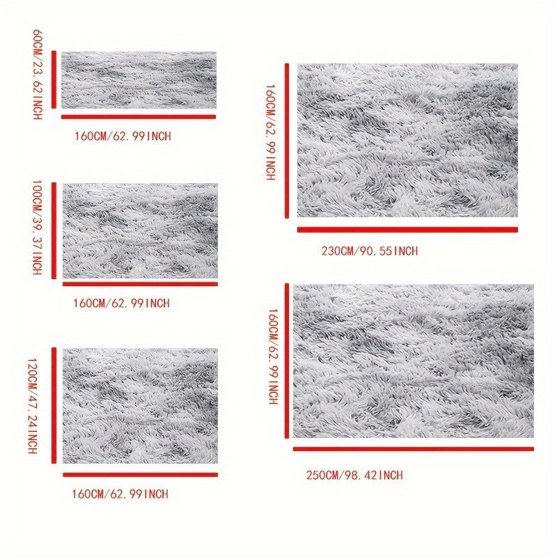 Grey Tie-Dye Area Rug Soft Polyester Washable Living Room Nursery Dorm Decor