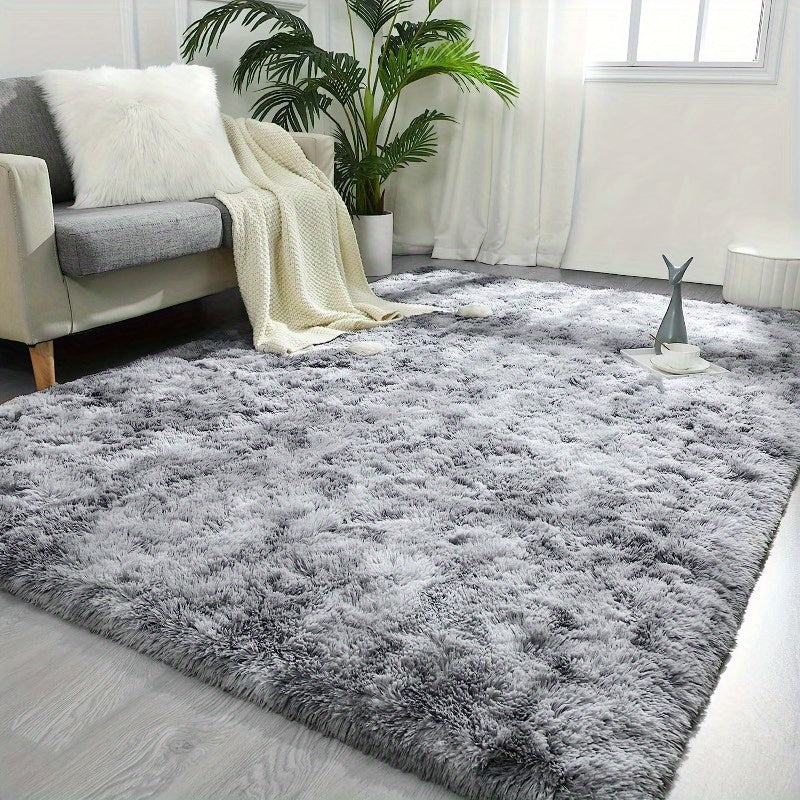 Grey Tie-Dye Area Rug Soft Polyester Washable Living Room Nursery Dorm Decor