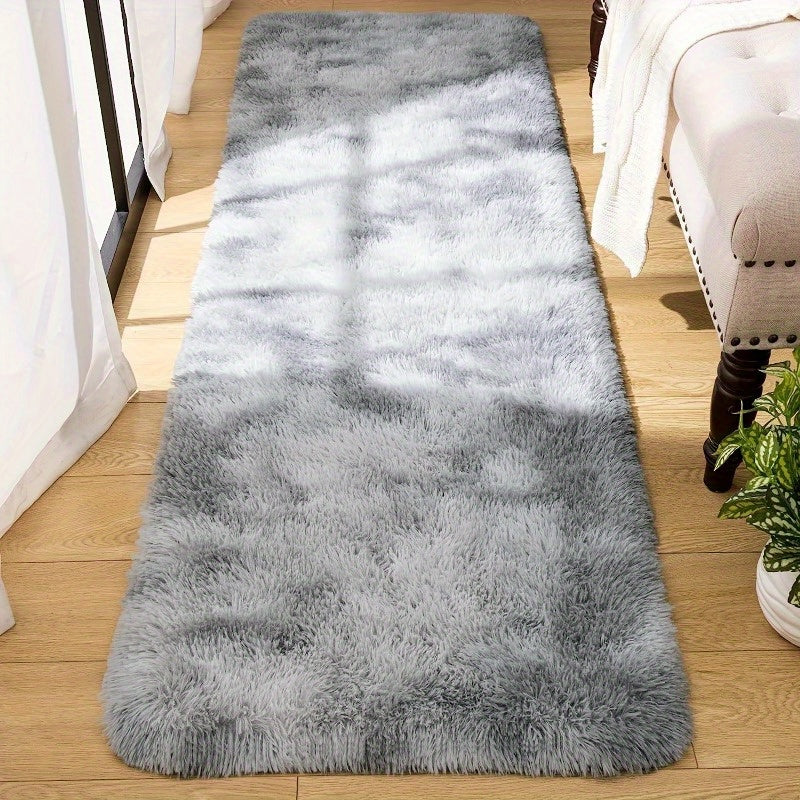 Grey Tie-Dye Area Rug Soft Polyester Washable Living Room Nursery Dorm Decor
