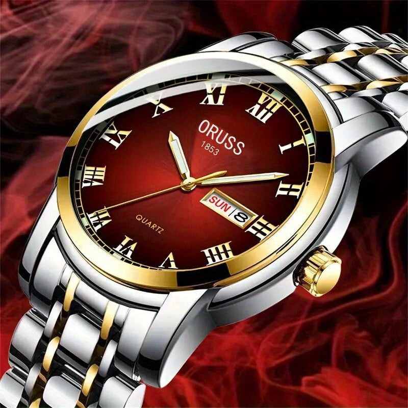 Women's Stainless Steel Quartz Watch with Luminous Dial and Date Display