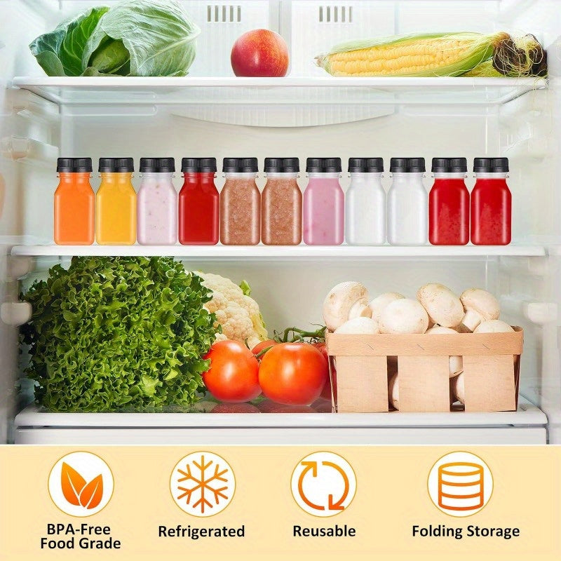 12 dona BPA-free plastik sharbat idishlari qopqoq bilan, 4 oz shaffof qayta to'ldiriladigan idishlar smuzi, choy, sut, qahva uchun - mini muzlatgichlar uchun mukammal, qayta ishlatiladigan va BPA-free