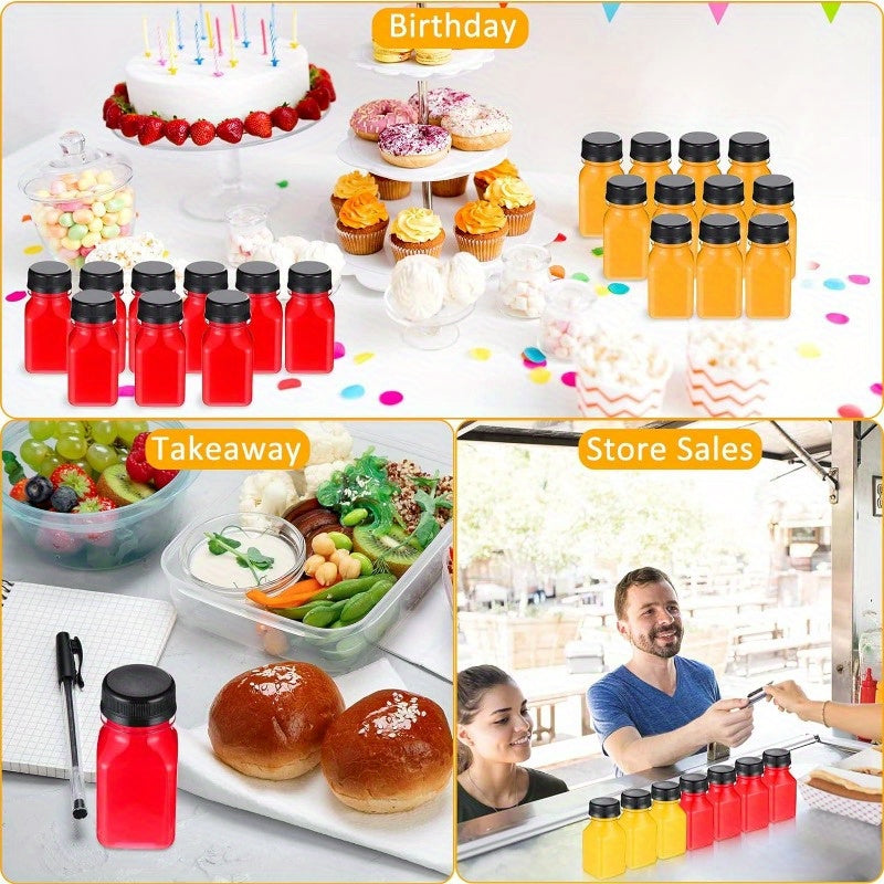 Set of 12 BPA-Free Plastic Juice Bottles 4 oz Refillable Containers for Smoothies Tea Milk