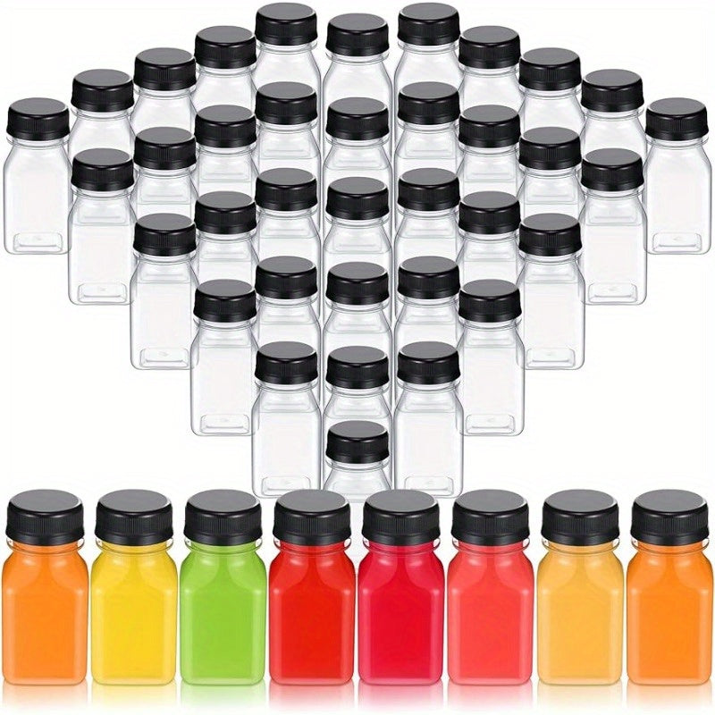 Set of 12 BPA-Free Plastic Juice Bottles 4 oz Refillable Containers for Smoothies Tea Milk