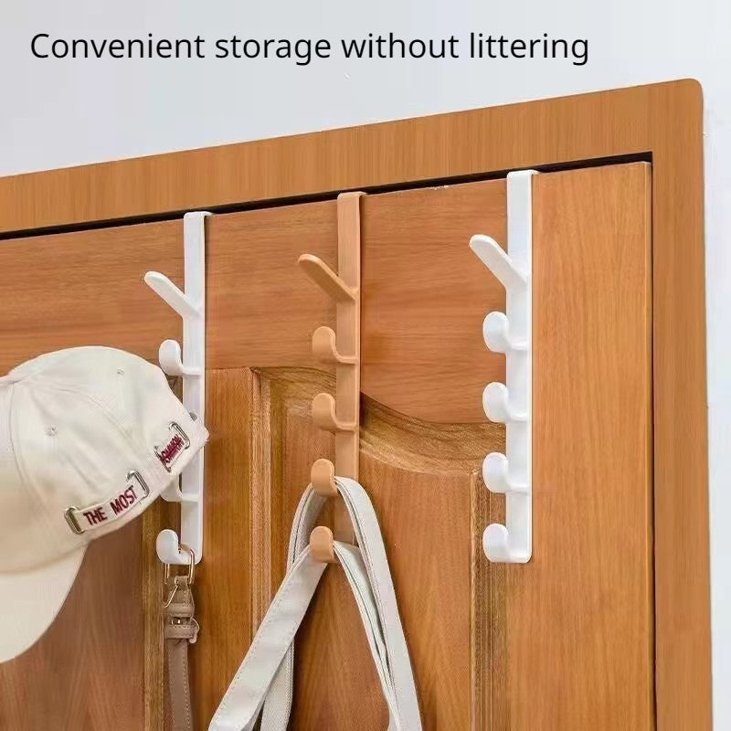 Perchero de puerta con 5 ganchos para sombreros, llaves y objetos, organizador ahorrador de espacio