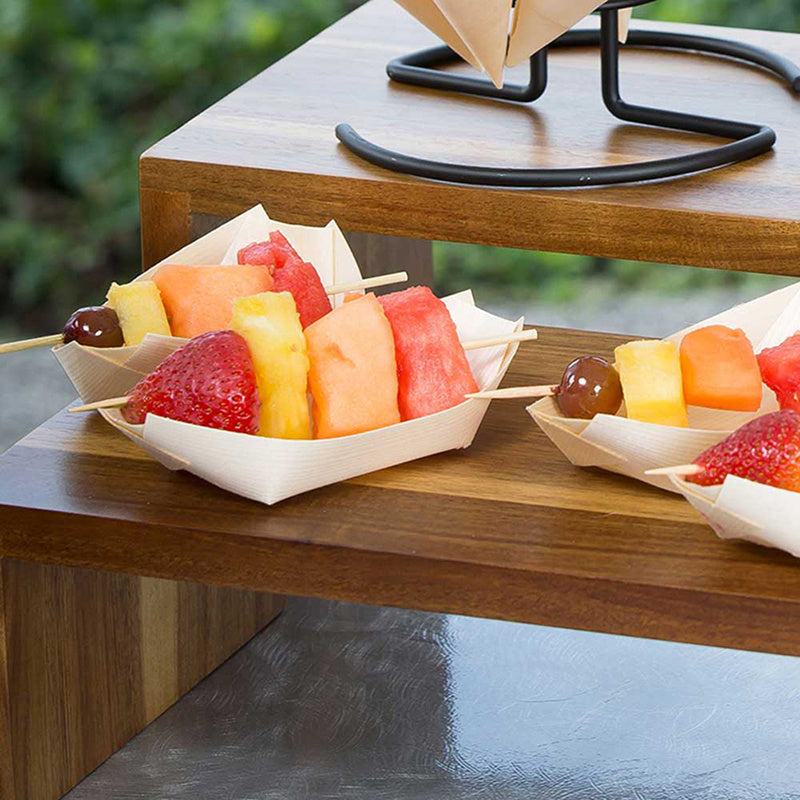 Har biri 19,99 sm X 9,98 sm o'lchamdagi 50 dona bir martalik qarag'ay yog'och qog'oz kosa. To'y va ziyofatlarda sushi, salat va shirinlik kabi taomlarni berish uchun ideal.