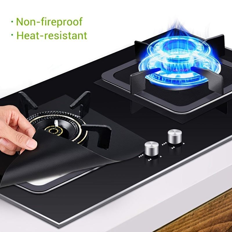 Set of Four Reusable Non-Stick Gas Stove Burner Covers Heat-Resistant Oil-Proof Washable