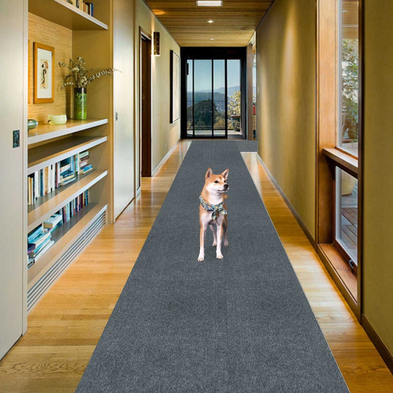 Dark Gray Striped Runner Mat Non-Slip Stain-Resistant Machine Washable