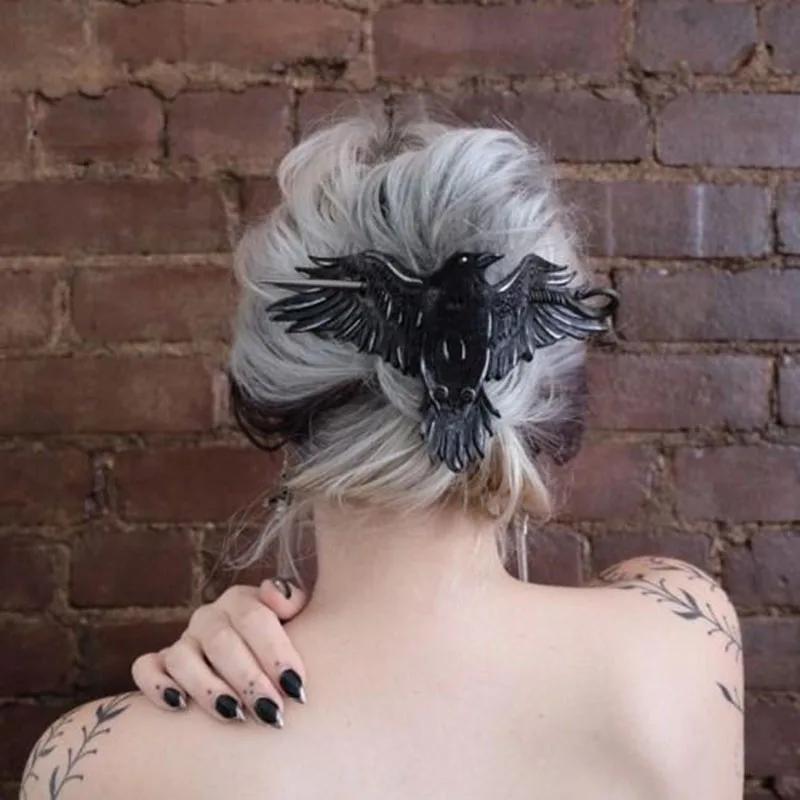 Retro Gothic Hair Pin for Creating Stylish Hair Buns and Dishes Black Decorative Accessory