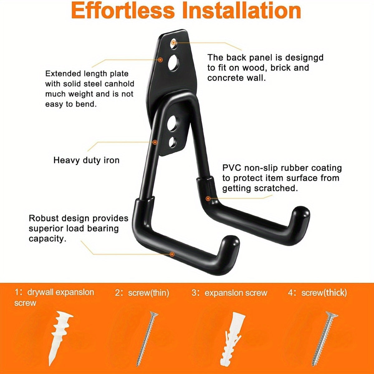 Heavy Duty Garage Storage Hooks for Tools Ladders Bikes Indoor Outdoor Organization