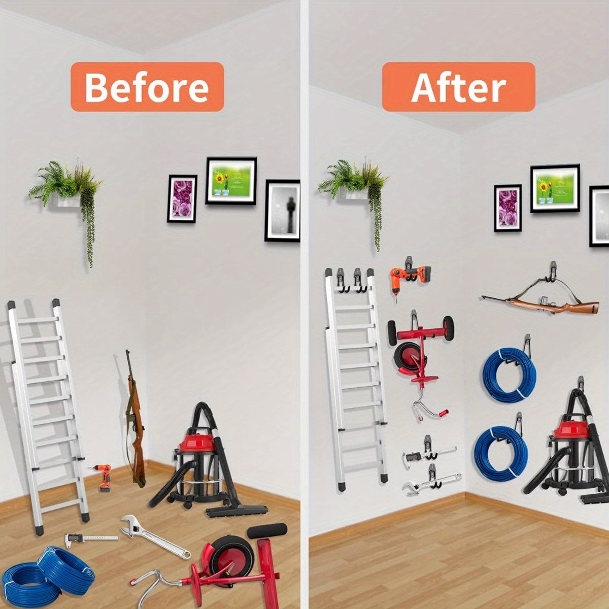 Ganchos de almacenamiento para garaje de uso pesado para herramientas, escaleras, bicicletas, organización interior y exterior