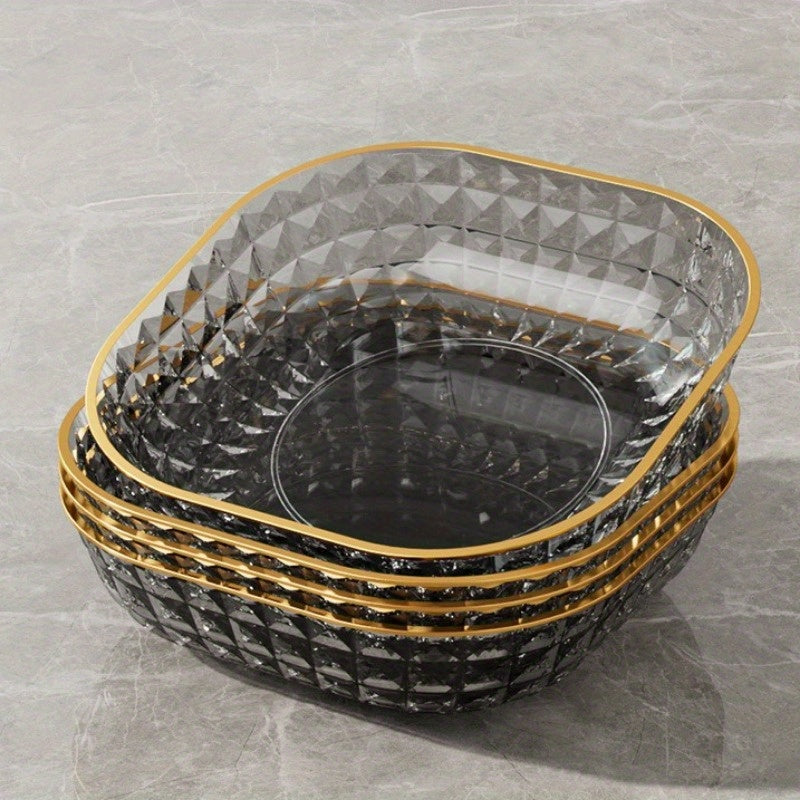 Set of 4 Elegant Gold Rim Fruit Bowls for Serving Desserts and Snacks