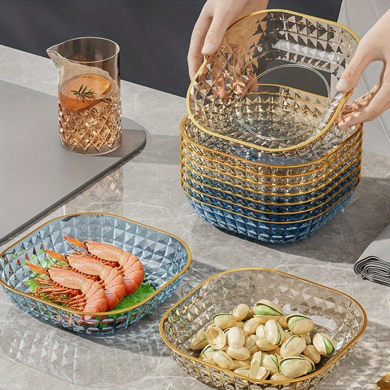 Set of 4 Elegant Gold Rim Fruit Bowls for Serving Desserts and Snacks