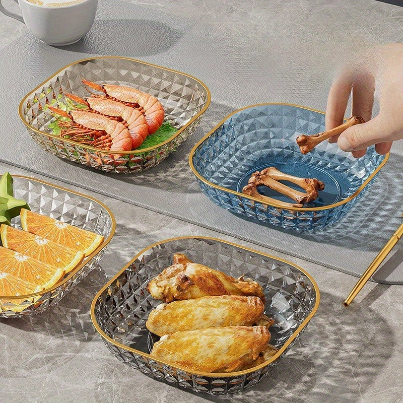 Set of 4 Elegant Gold Rim Fruit Bowls for Serving Desserts and Snacks