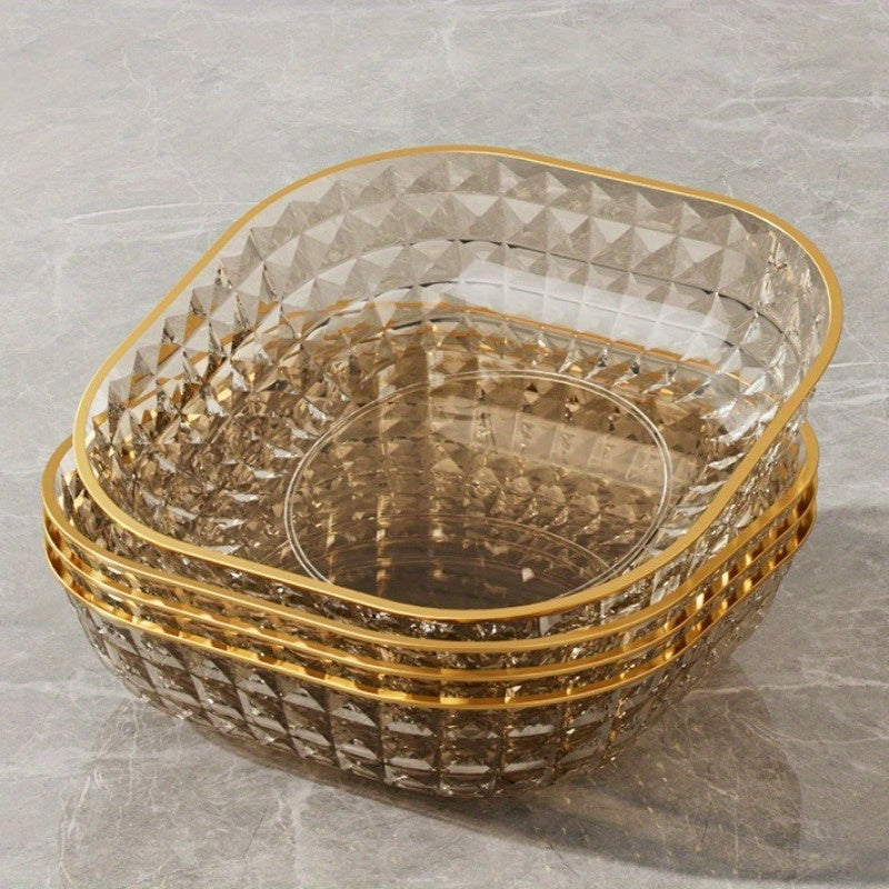 Set of 4 Elegant Gold Rim Fruit Bowls for Serving Desserts and Snacks