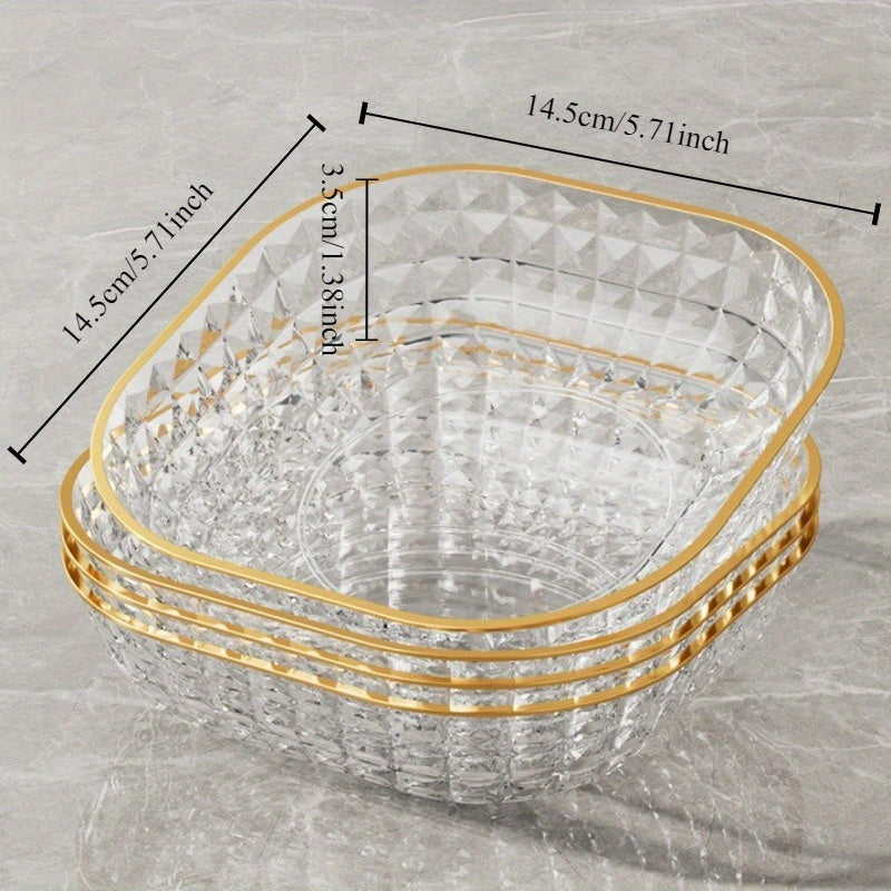 Set of 4 Elegant Gold Rim Fruit Bowls for Serving Desserts and Snacks