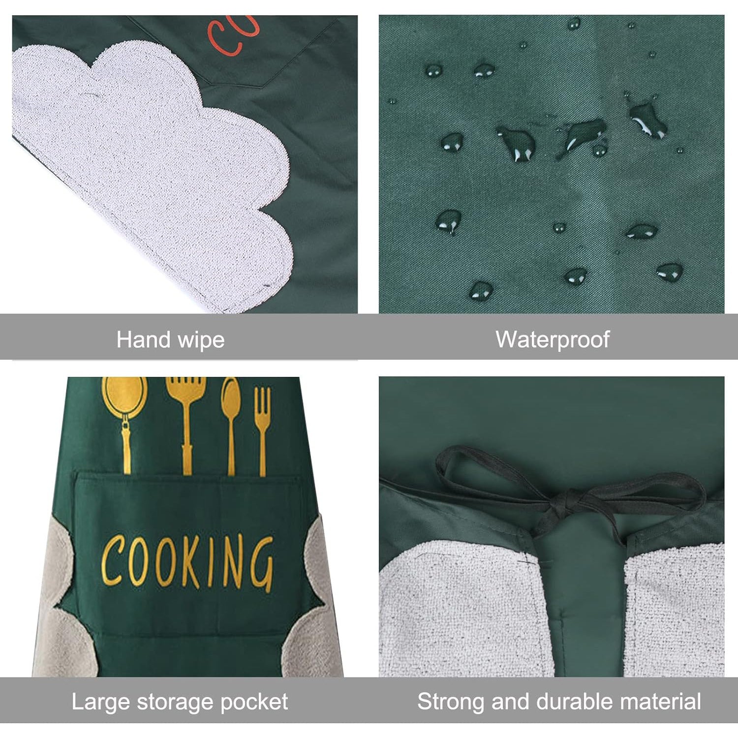 Large Waterproof PVC Cooking and Baking Apron for Women with Wipe Pockets