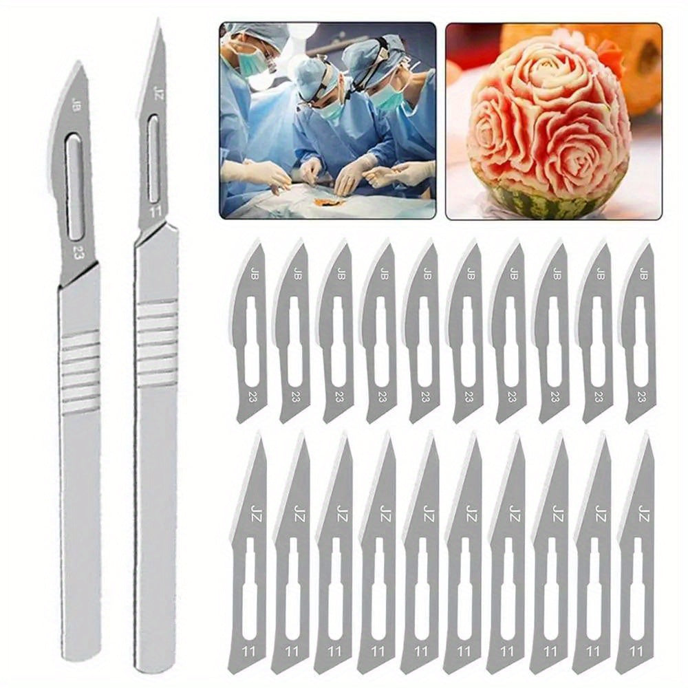 11/22pcs Surgical Scalpel Handles with Carbon Steel Blades for Callus Removal and Crafting