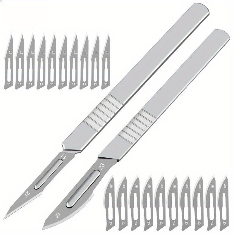 11/22pcs Surgical Scalpel Handles with Carbon Steel Blades for Callus Removal and Crafting