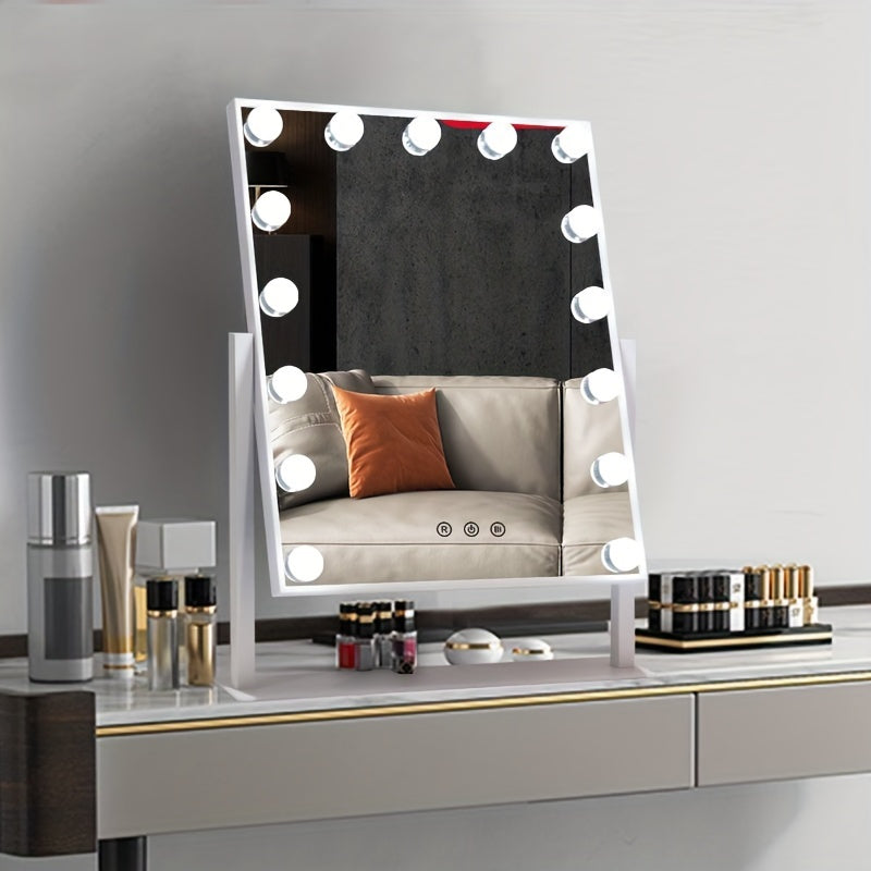 LED Makeup Mirror with Three-Color Front Light and Spherical Bulb