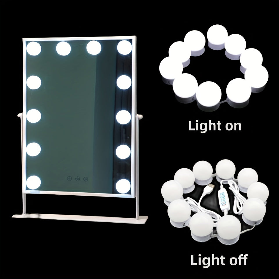 LED Makeup Mirror with Three-Color Front Light and Spherical Bulb