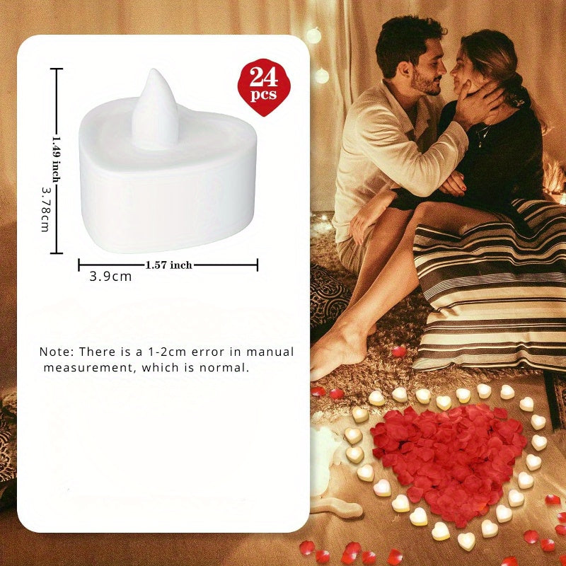 Set of 24 Flameless LED Tea Candles Battery Operated Romantic Wedding Valentine's Day