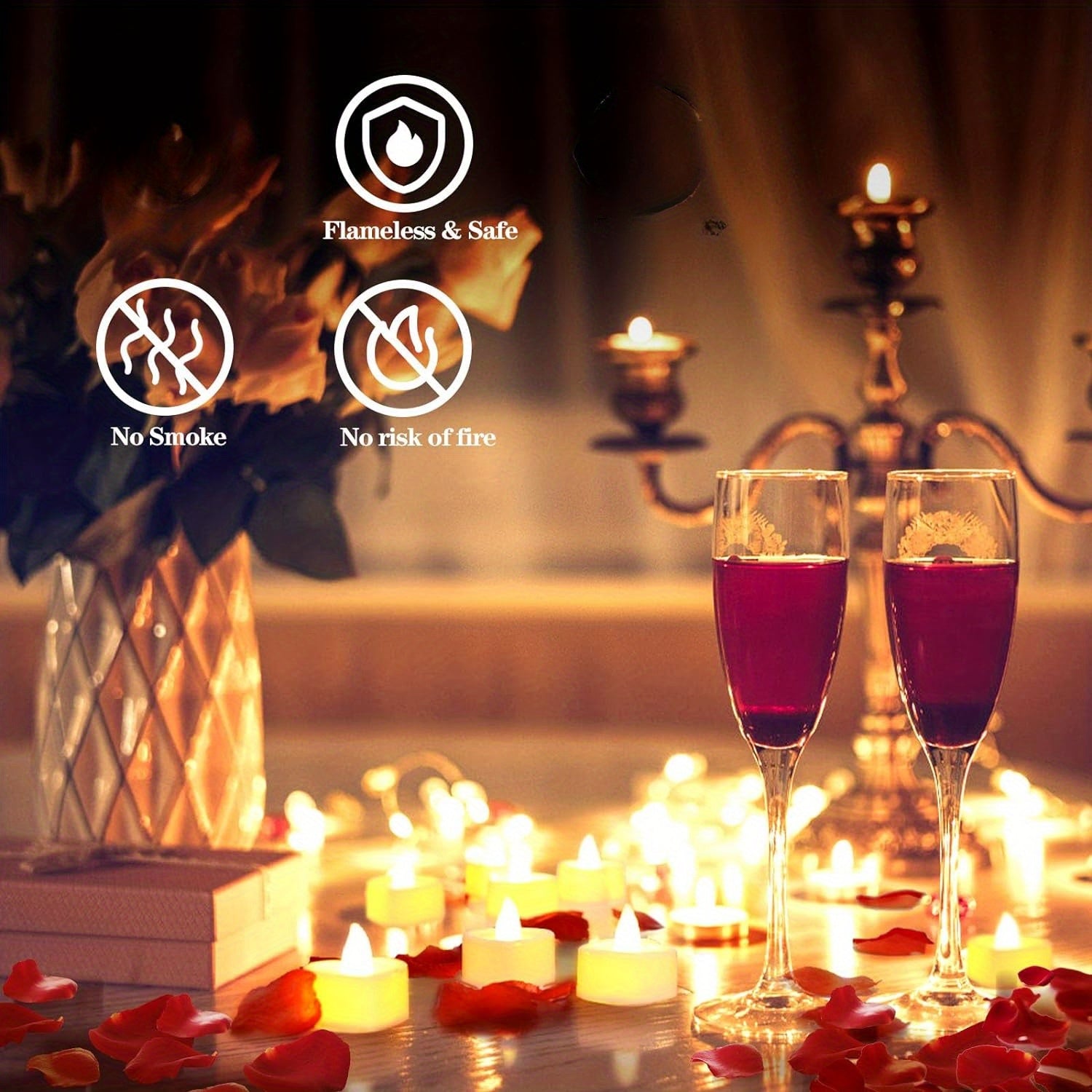 Set of 24 Flameless LED Tea Candles Battery Operated Romantic Wedding Valentine's Day