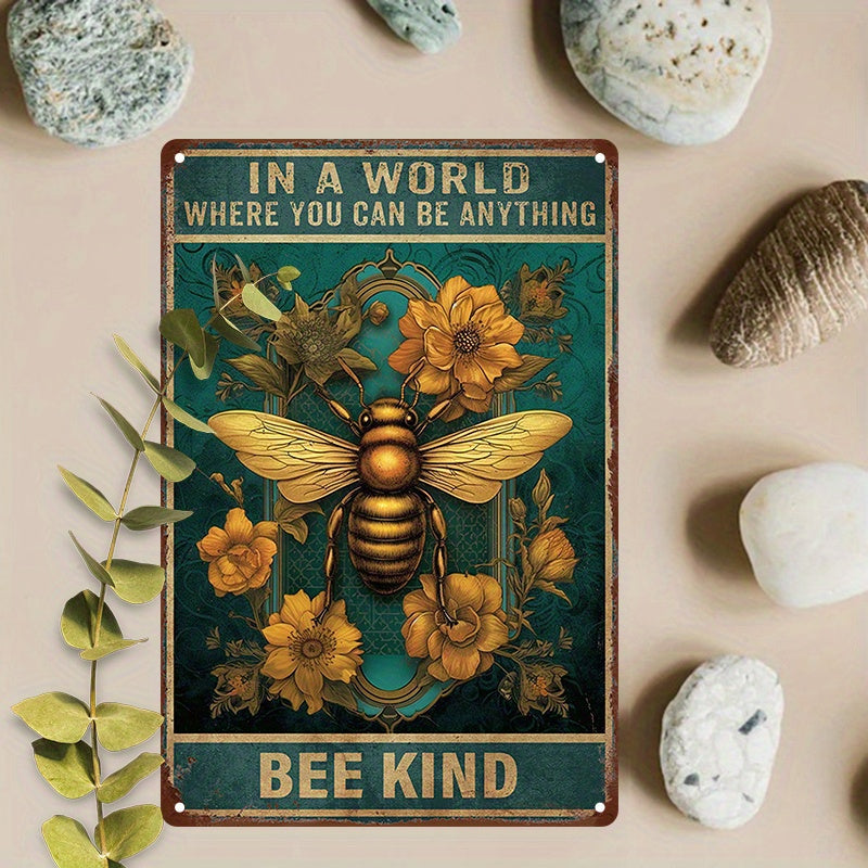 Aluminum Wall Sign 8x12 Inches Floral Bee Art Metal Tin Sign