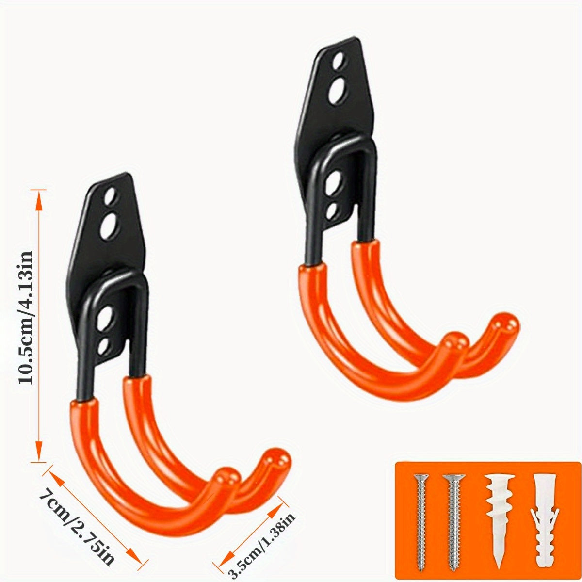 Ganchos de garaje de 3 piezas en color naranja para herramientas eléctricas, escaleras, bicicletas y almacenamiento
