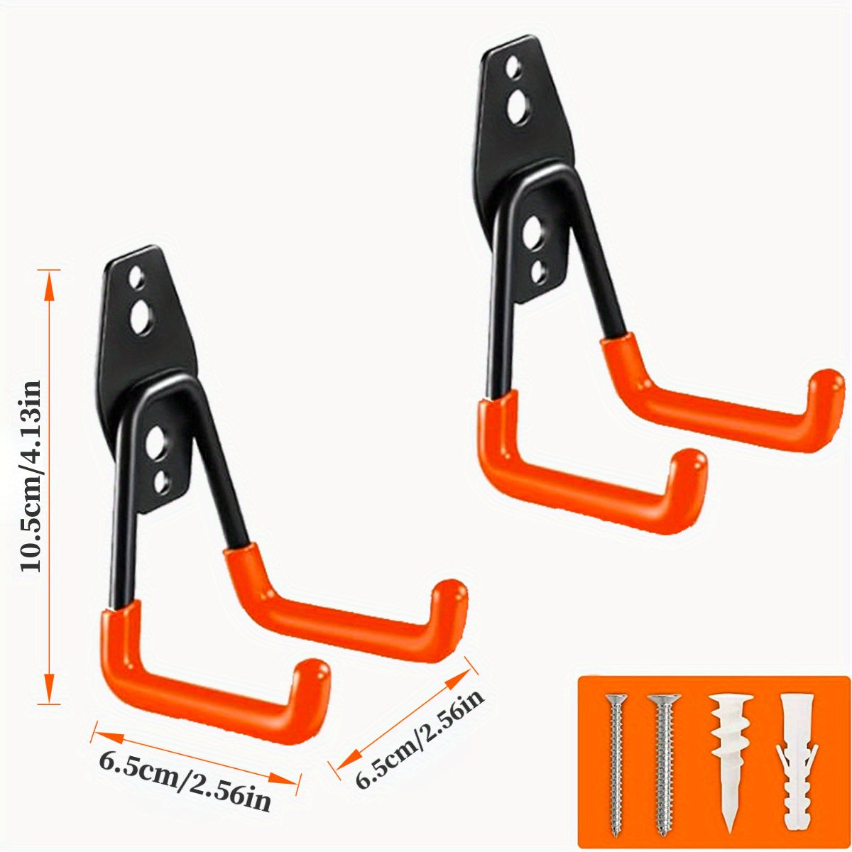 Ganchos de garaje de 3 piezas en color naranja para herramientas eléctricas, escaleras, bicicletas y almacenamiento