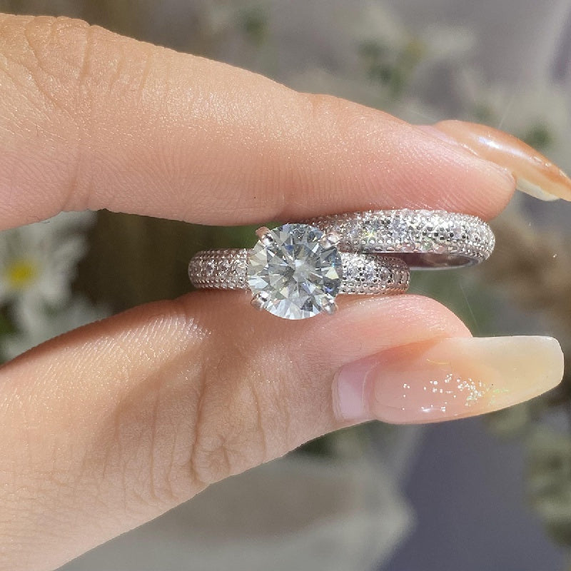 Sterling Silver 2ct Moissanite Stacking Rings for Engagement and Wedding