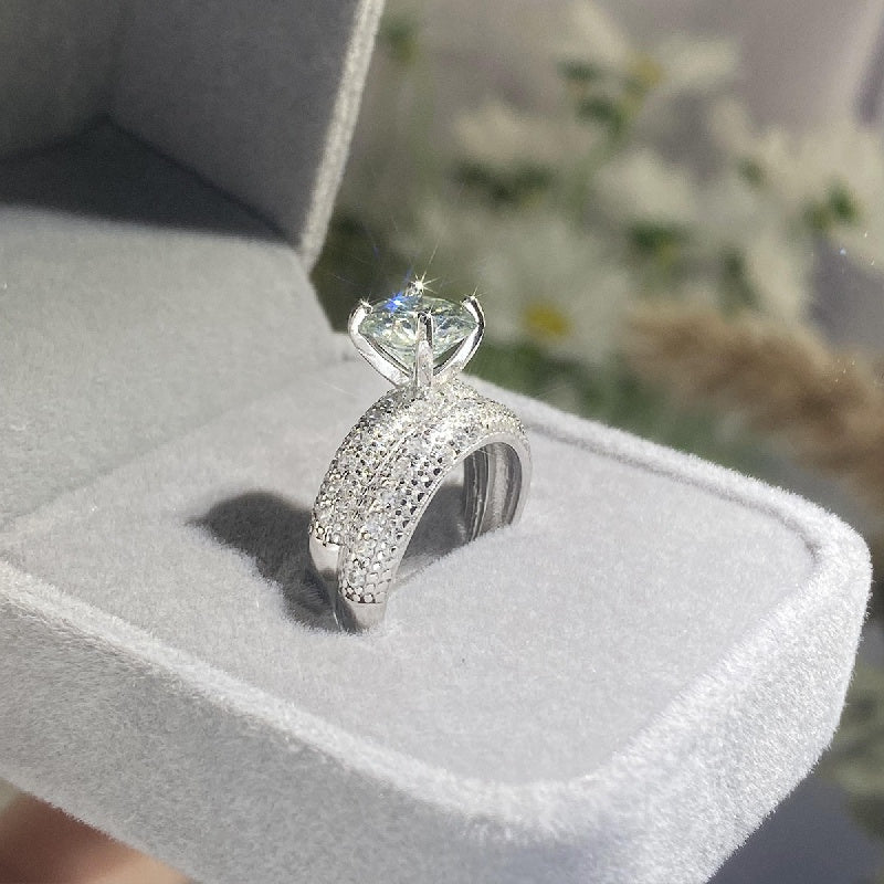 Sterling Silver 2ct Moissanite Stacking Rings for Engagement and Wedding