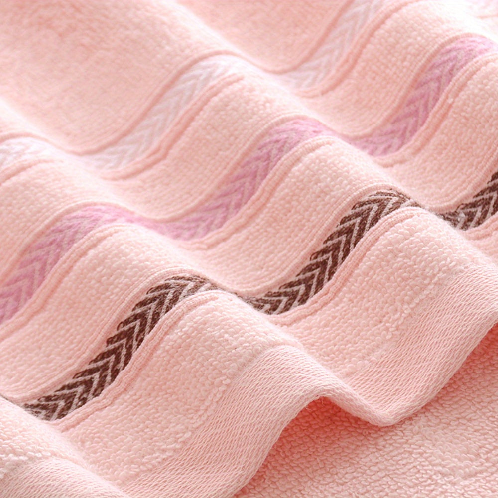 Soft Cotton Face Towels Pink and Blue Striped 32x72cm Absorbent Skin-Friendly