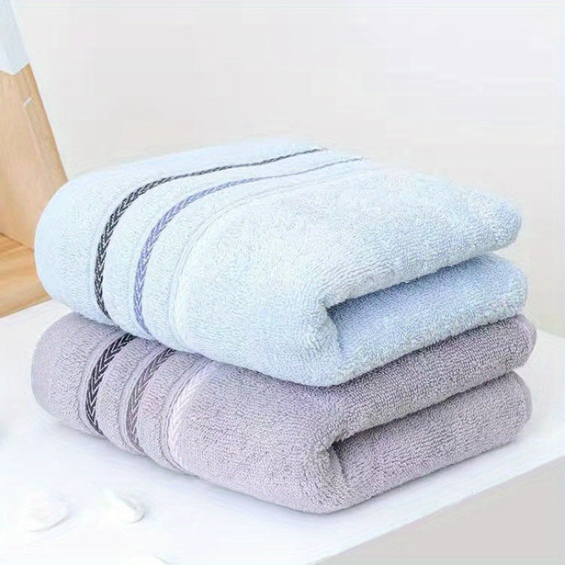 Soft Cotton Face Towels Pink and Blue Striped 32x72cm Absorbent Skin-Friendly